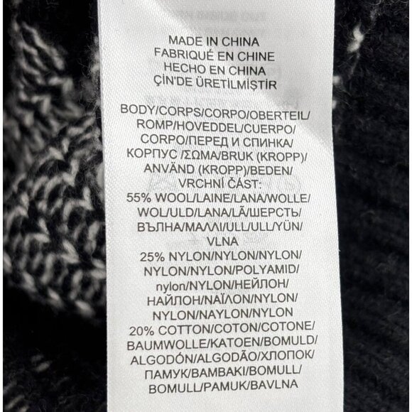 Ralph Lauren Fringe Sweater Size M Black White Buffalo Plaid Wool Blend - Picture 9 of 11